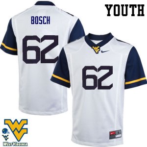 Youth West Virginia Mountaineers NCAA #62 Kyle Bosch White Authentic Nike Stitched College Football Jersey YM15G84QK